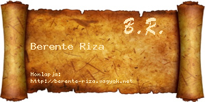Berente Riza névjegykártya